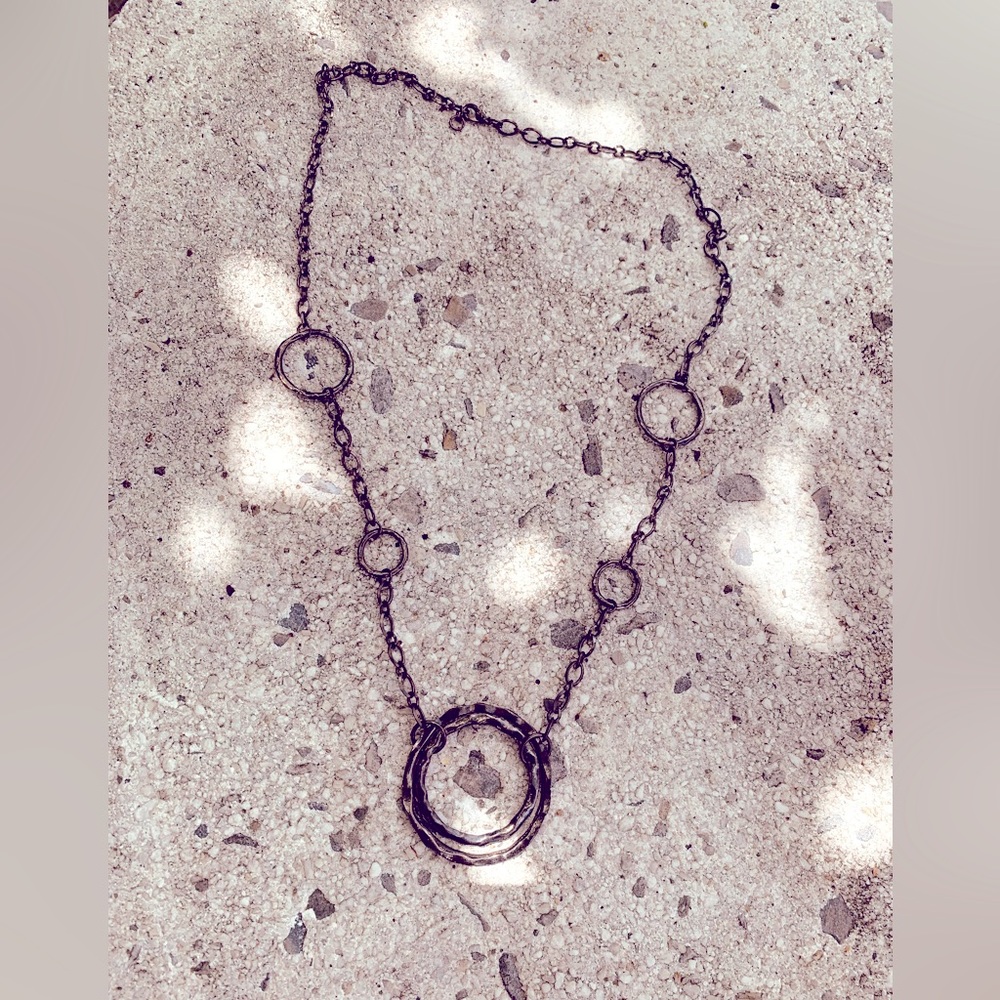 Black silvery necklace new no tags never worn